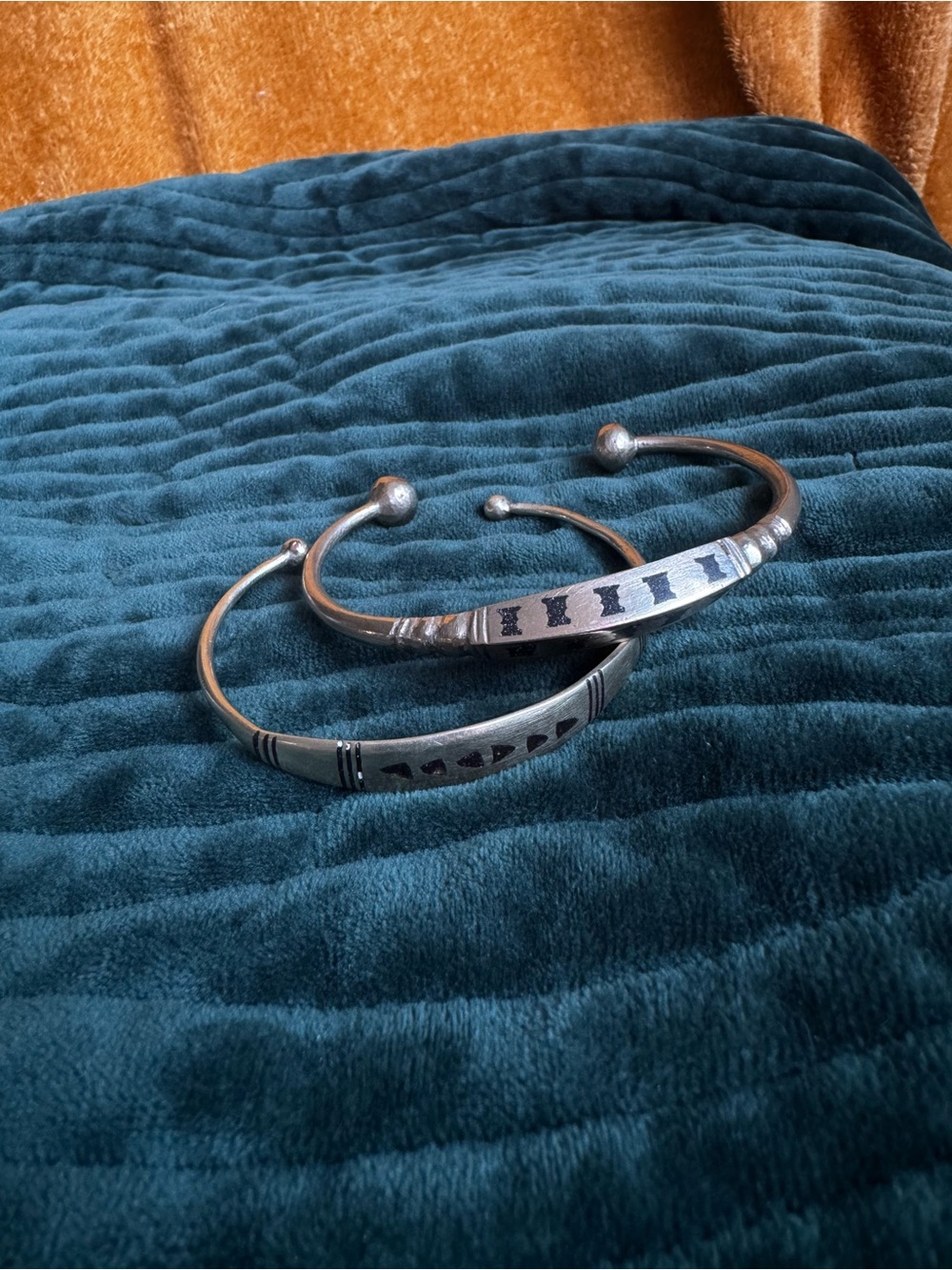 Set of 2 Tuareg Coin Silver-Inlaid Bracelets